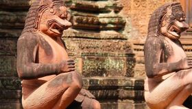 Banteay Srei Temple Lion Statues