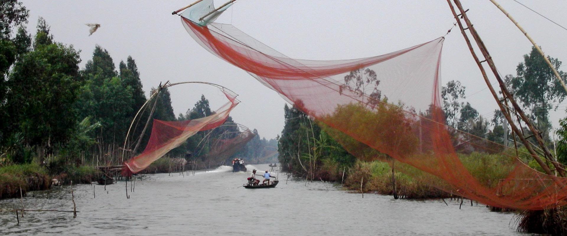 Fishing Net on Mekong River in Ca Mau Province