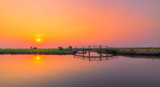Tranquil Chau Doc delta canals in Vietnam for a Chau Doc Tours banner by Legend Travel Group.