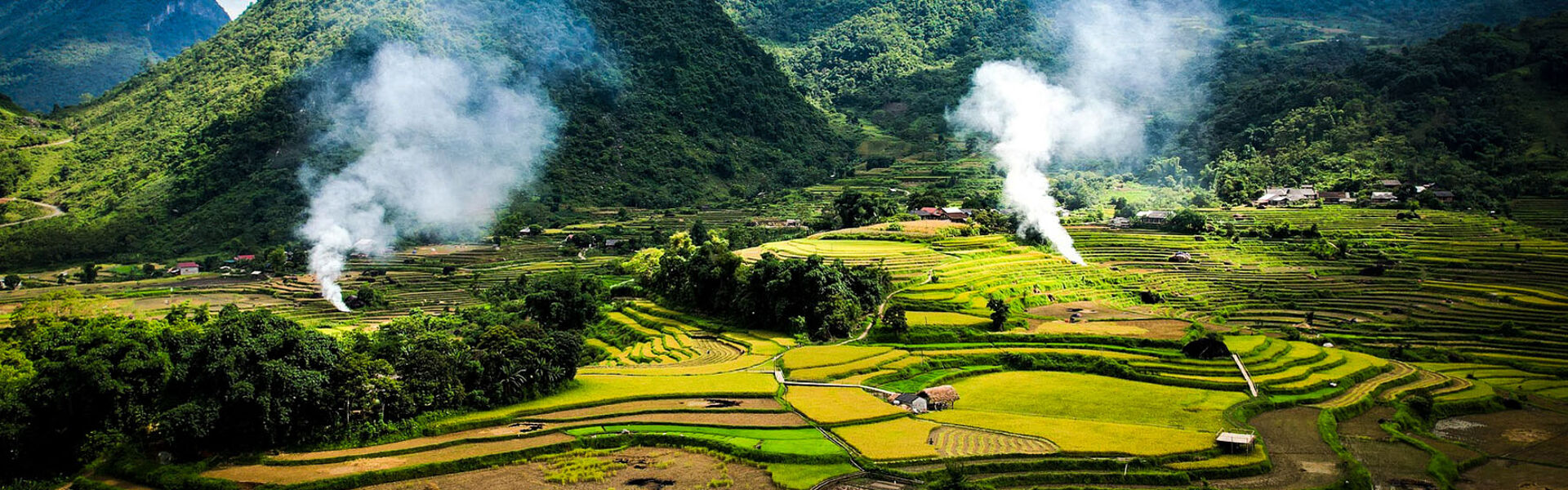 Iconic Ta Van ethnic village for a vibrant Ta Van Tours banner with Legend Travel Group.