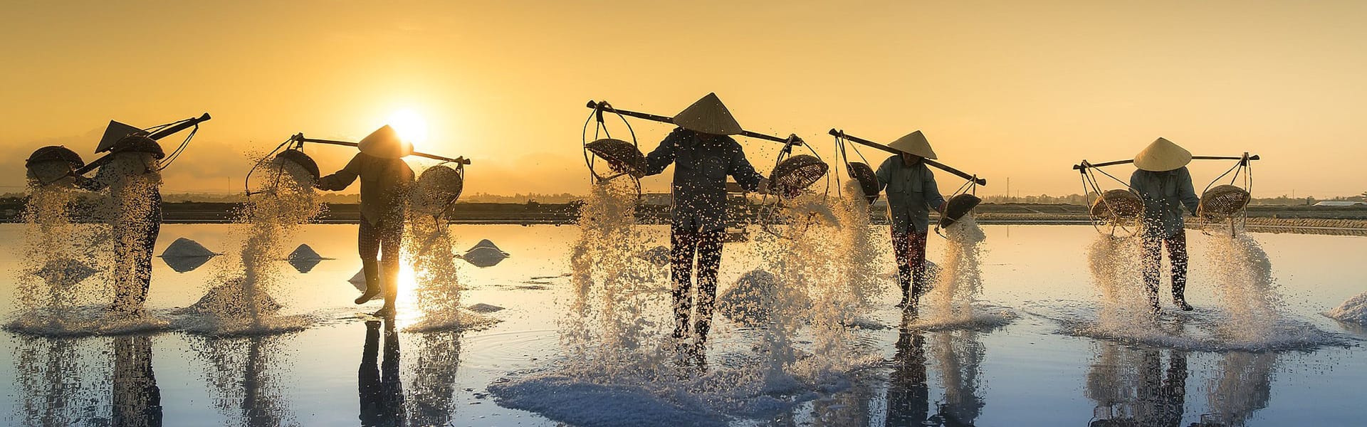 Iconic Asia salt terraces for a vibrant Asia Tours banner with Legend Travel Group.