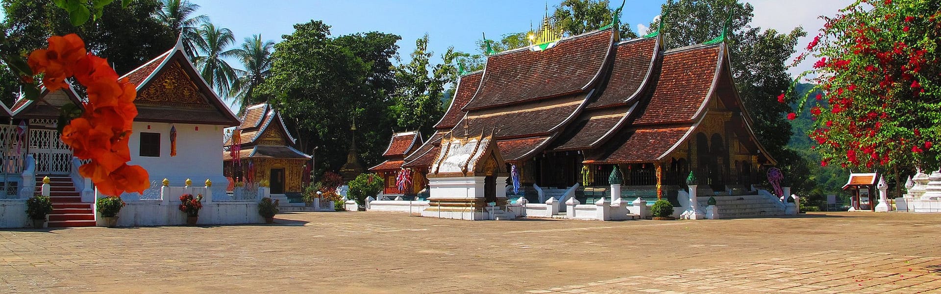 Panoramic view of Luang Prabang’s cultural heritage for a scenic Luang Prabang Tours banner by Legend Travel Group.