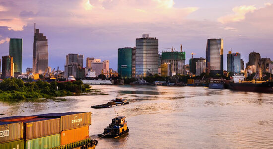 Serene Ho Chi Minh City Saigon River on a Ho Chi Minh City Tours banner by Legend Travel Group.