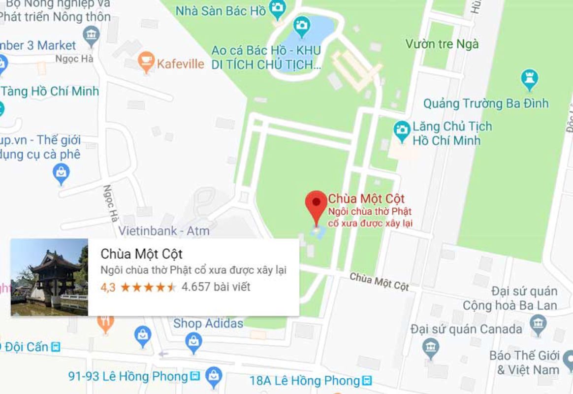 Location map for One Pillar Pagoda