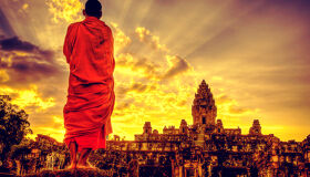 Angkor Wat and Buddhist Monks, Siem Reap