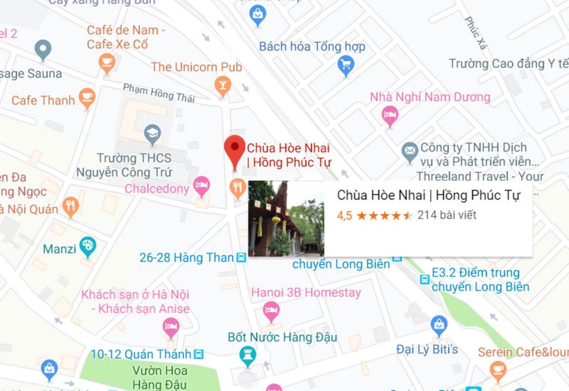Location map for Hoe Nhai Pagoda