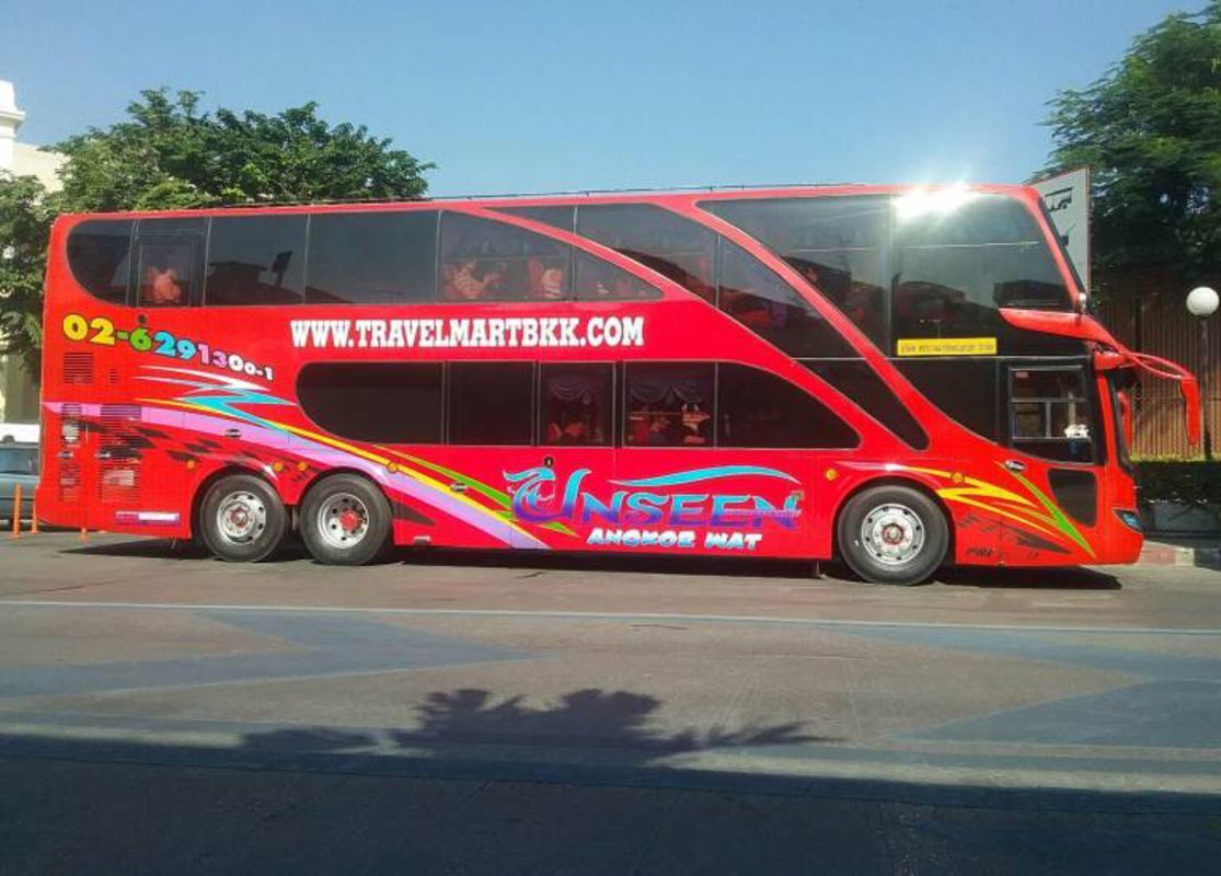 By buses from Phnom Penh to Siem Reap