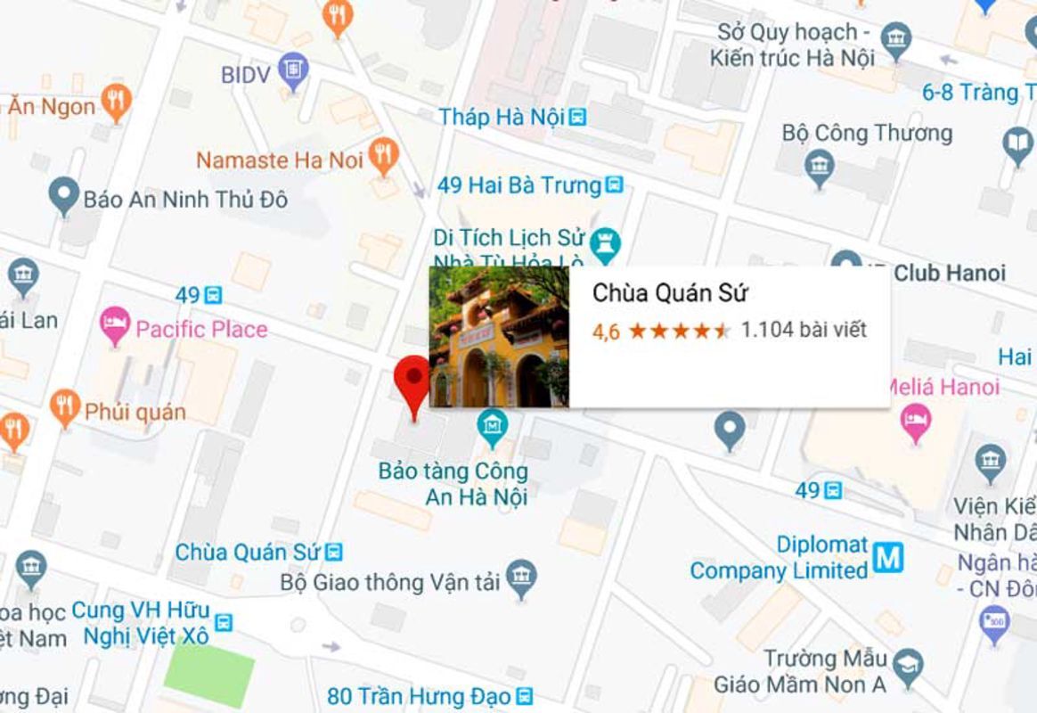 Location map for Quan Su Pagoda