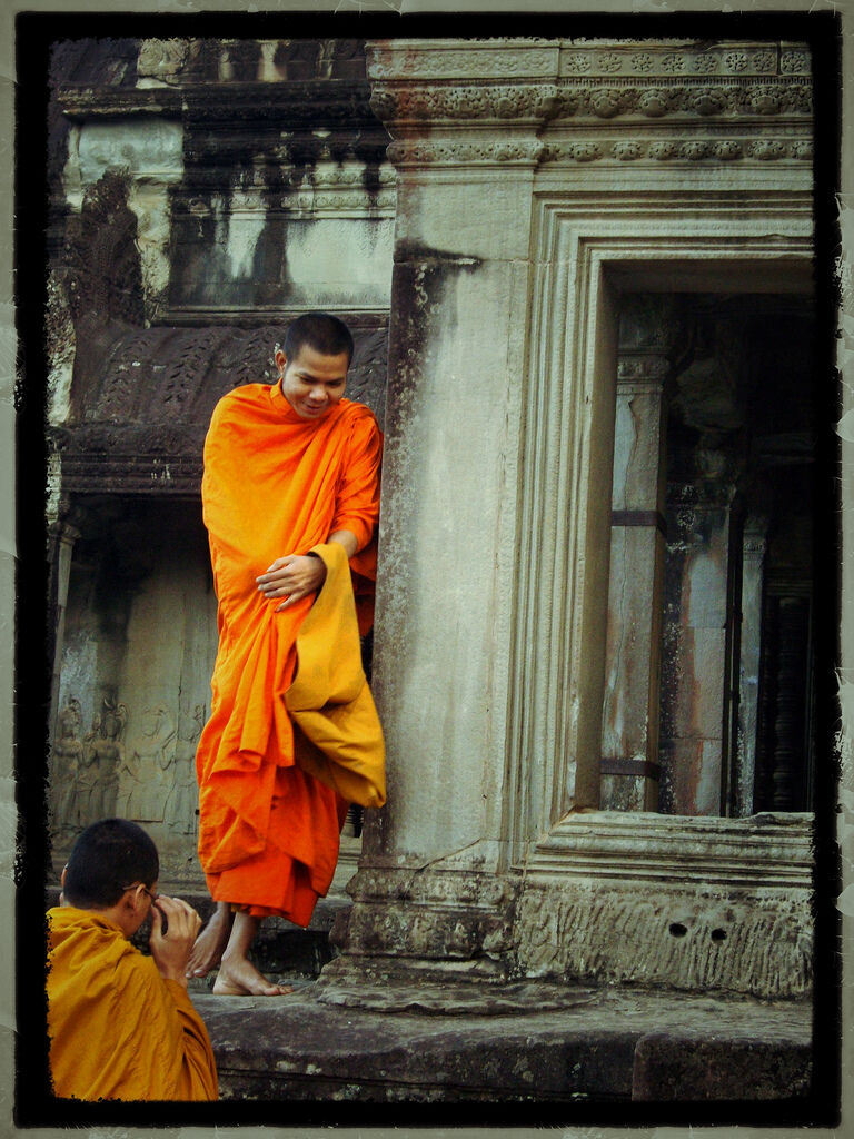 Buddhist Monk at Angkor Tempels, Siem Reap