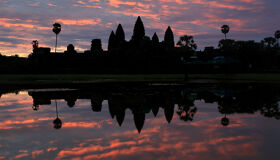 Sunset on magic Angkor Wat Temple, Cambodia
