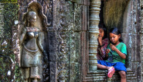 Local children at Angkor Complex, Siem Reap, Cambodia