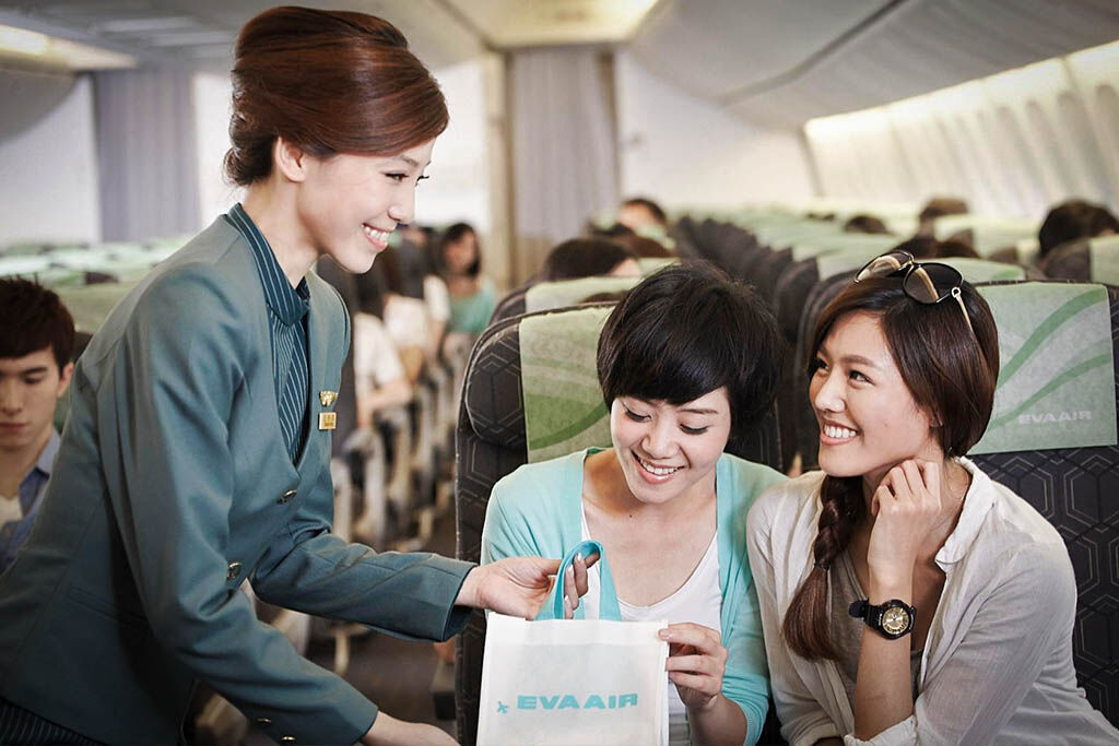 Airline-EVA Airways ready to depart from Vienna to Siem Reap