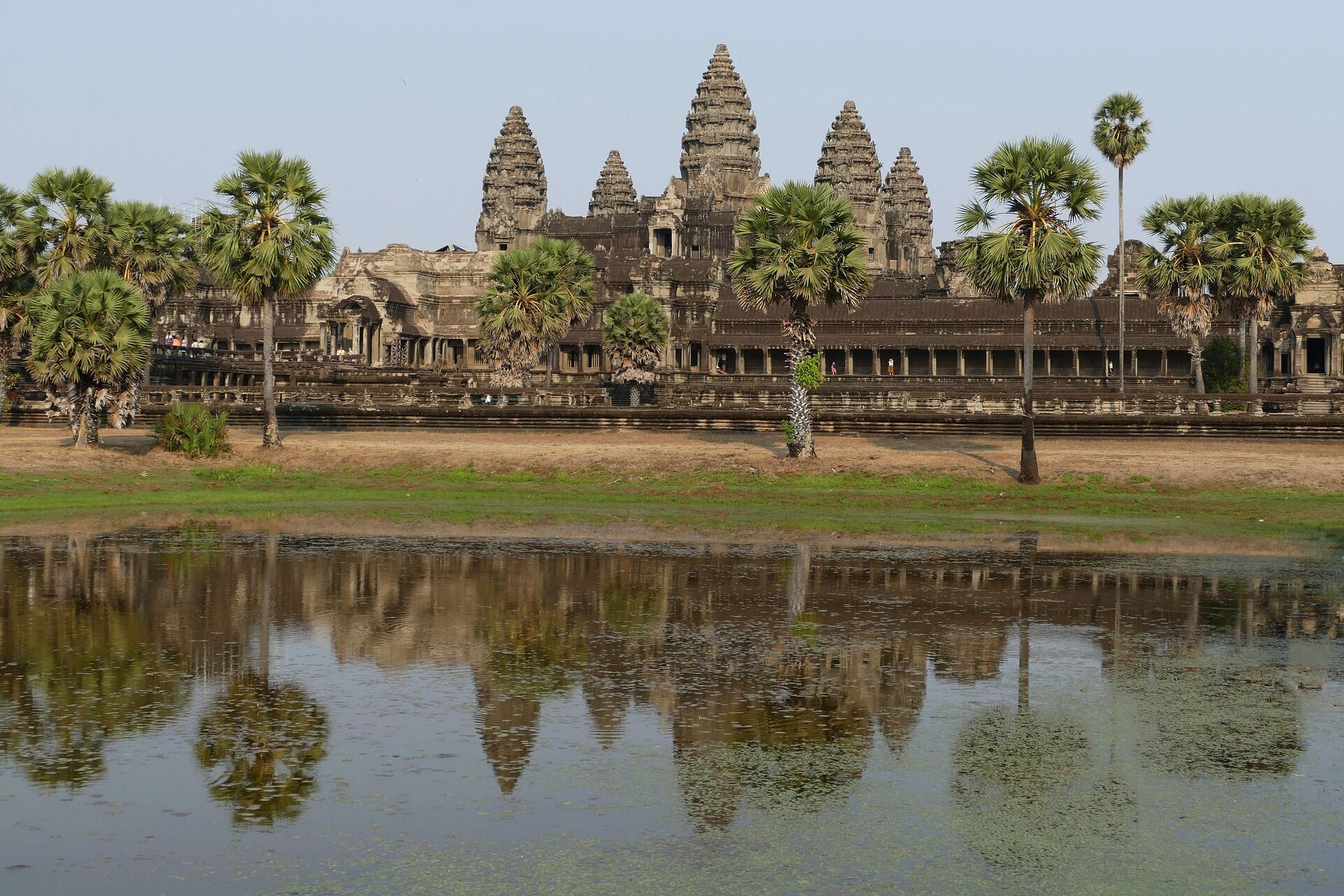 Witness the iconic temple bathed in golden morning light