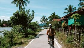 Cycling on Don Det Island, Laos