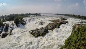 Don Khong Island white waterfalls