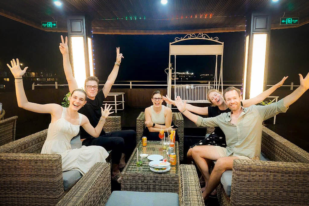 Smiles and connection during a shared cruise journey