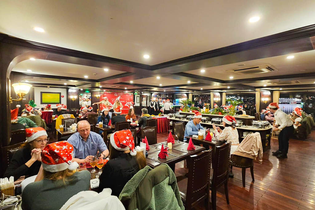 Experience fine dining while anchored among limestone islands