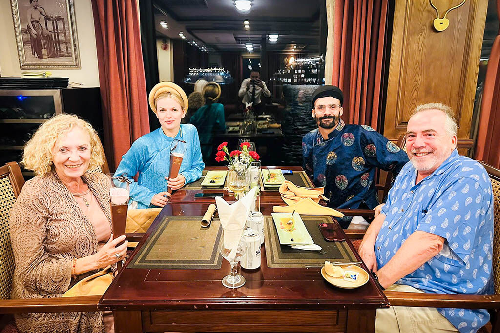 Savor candlelit dinners on deck as night embraces the bay