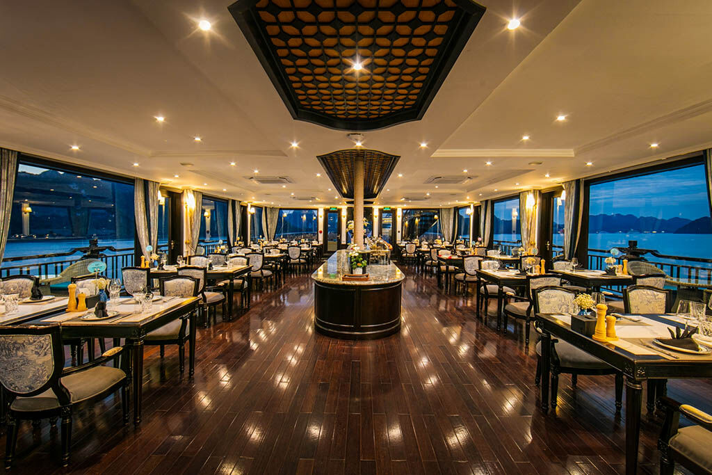Savor gourmet dining with bay views