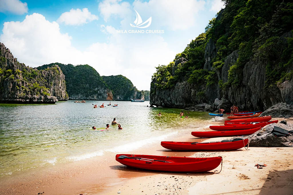 Swim in refreshing waters surrounded by breathtaking Halong Bay scenery