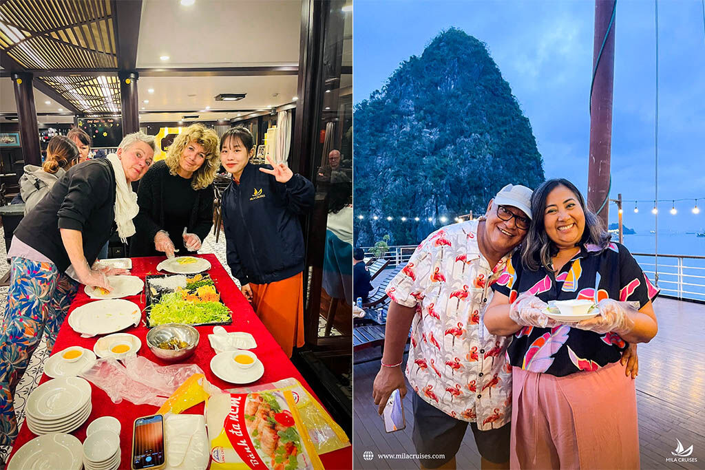Learn to make traditional spring rolls with expert chefs at sea