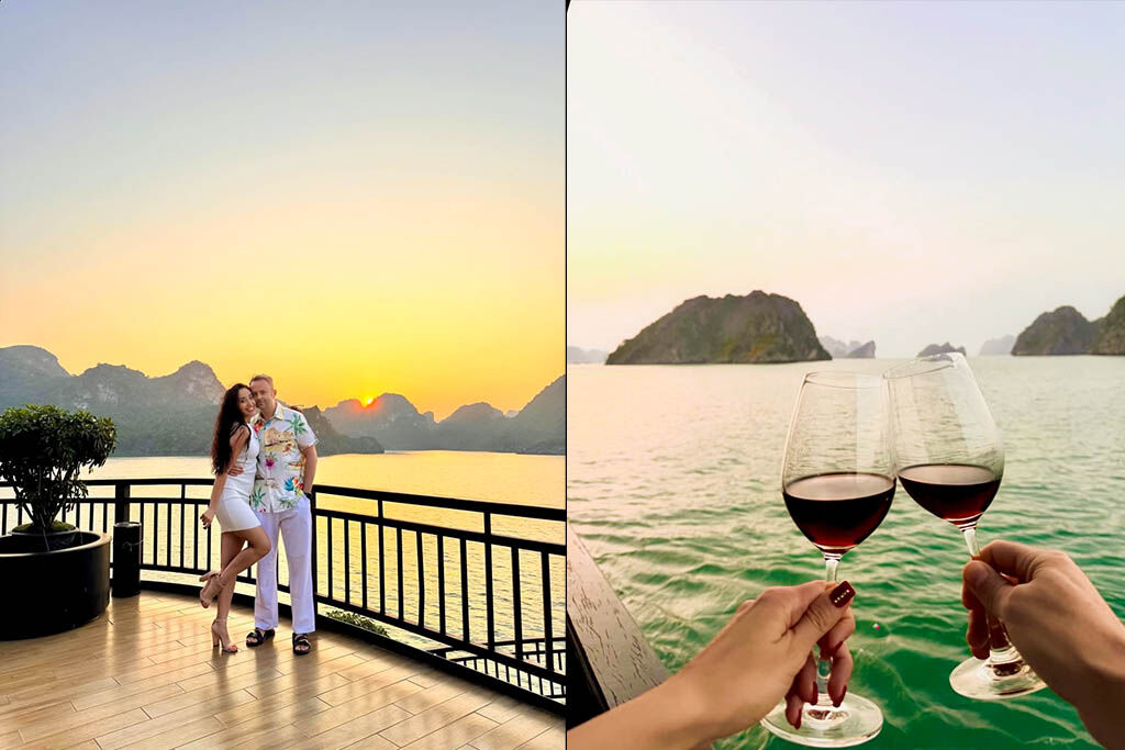 Romantic cruise moments in Halong Bay