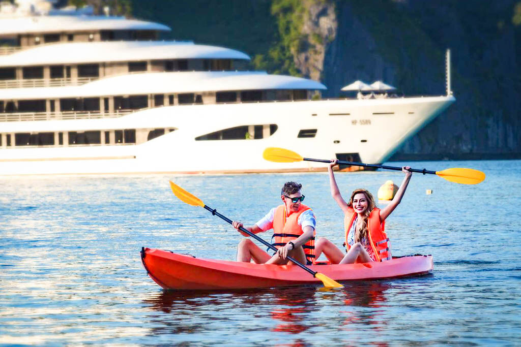 Paddle through hidden lagoons on a scenic Halong Bay kayaking adventure