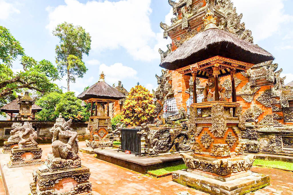 Witness the magical sea temple against a golden sky