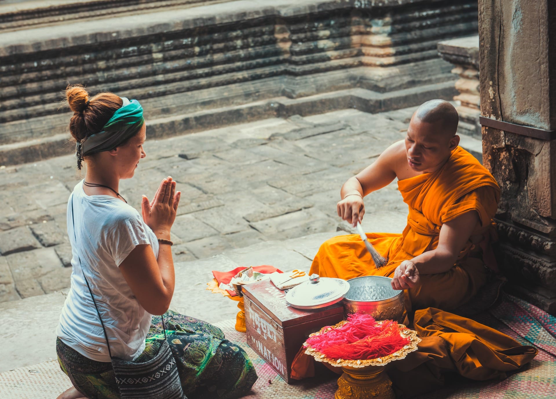 Mekong Monk Blessing Traveler
