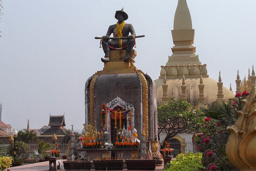 Marvel at Laos’s iconic national symbol glowing in the sun