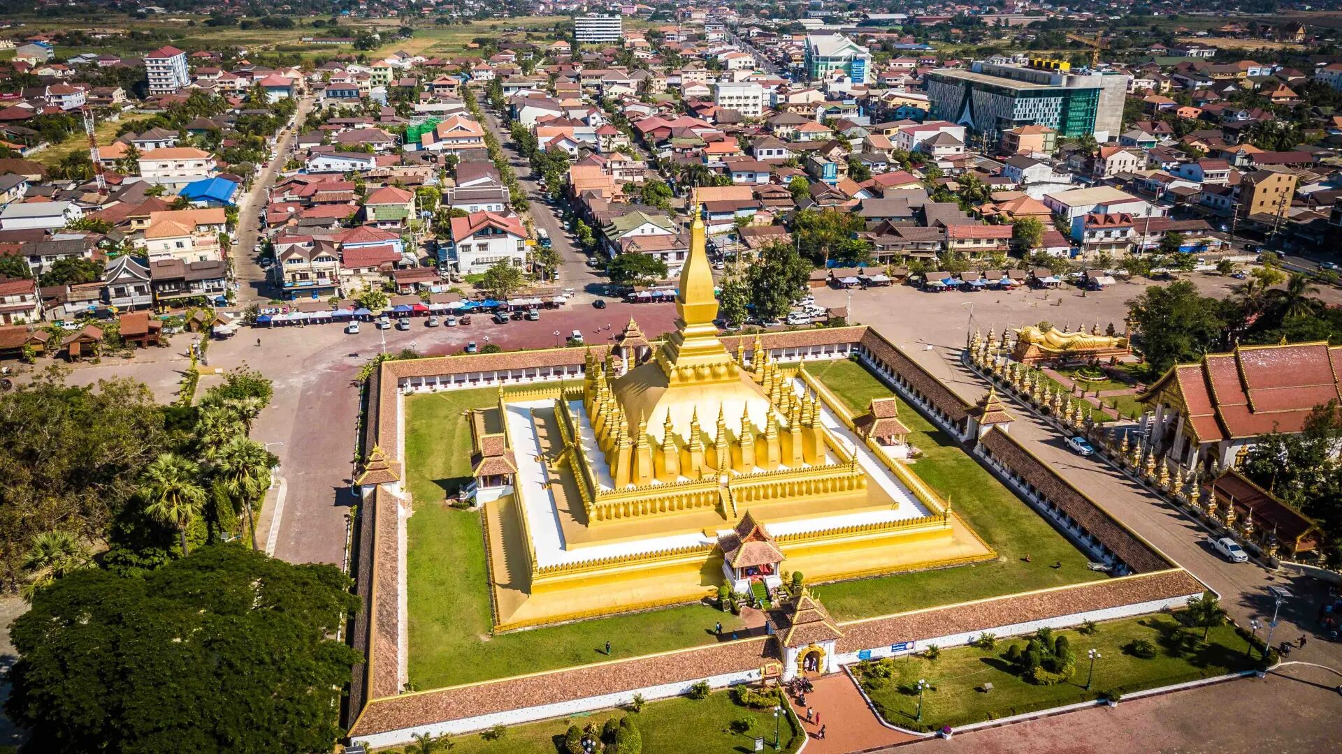 Marvel at Laos’s iconic national symbol glowing in the sun