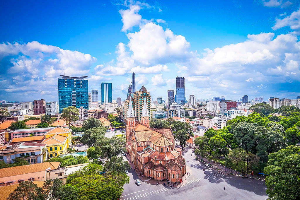 Admire the iconic French colonial architecture in the heart of Saigon