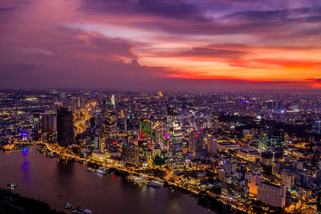 Experience the vibrant energy of Saigon’s glittering skyline