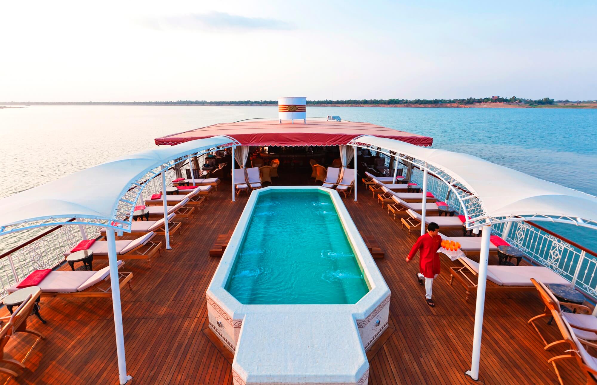 Enjoy vibrant sunset views along the Mekong