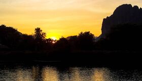 Sunset on Mekong River Laos Part