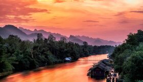 Kanchanaburi Sunset on River Kwai