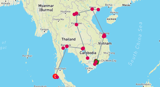 Map of Explore Southeast Asia: A Multi-Country Tour 22-Day