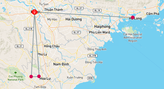 Map of Essential Vietnam: Hanoi, Halong Bay and Beyond 5-Days