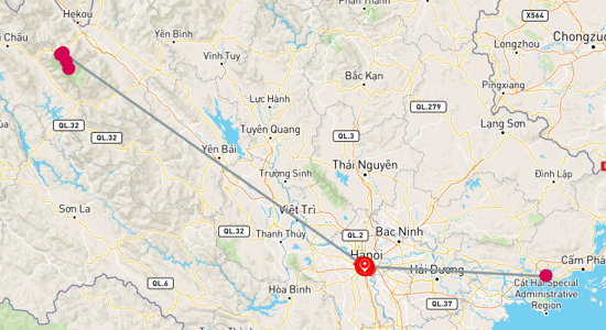Map of Northern Vietnam Odyssey Tour 6-Day