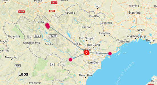 Map of Northern Vietnam Odyssey: Hanoi, Sapa, Mai Chau, and Halong Bay 8-Day