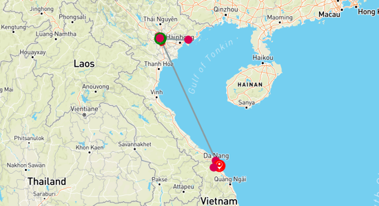 Map of tour Timeless Vietnam: Journey Through Hanoi, Halong Bay, and Hoi An 12-Day