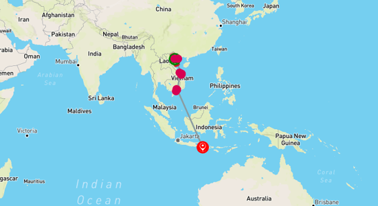 Map of Vietnam to Bali: A Journey Through History and Beauty 14-Day