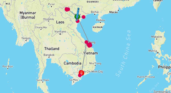 Map of Vietnam Wonders: A Complete Adventure 17-Day