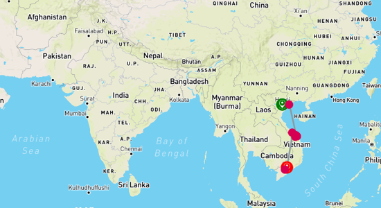 Map of Vietnam - 12 Days. Departure every Saturday from Hanoi