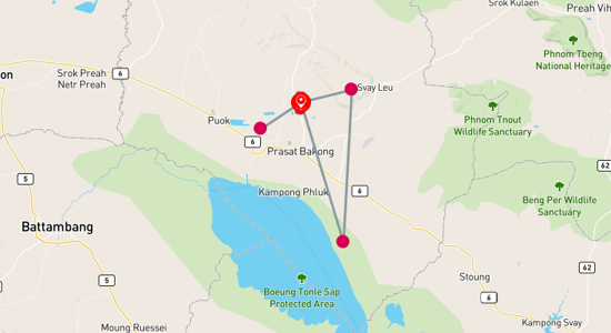 Map of Best of Angkor 4-Day Tour
