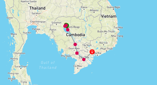 Map of Mekong River Adventure 7-Day