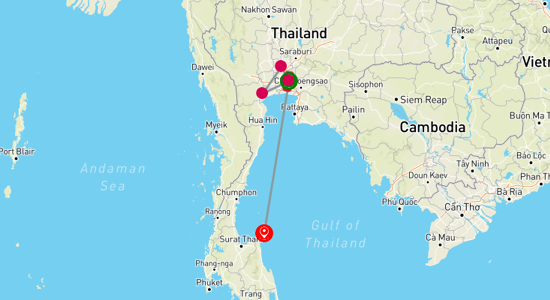 Map of Treasures of Bangkok and Koh Samui - 9 Days