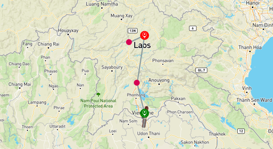 Map of Discovering the Best of Laos in 6 Days