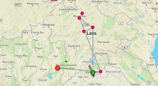 Map of Discovering the Wonders of Northern Laos 8-Day