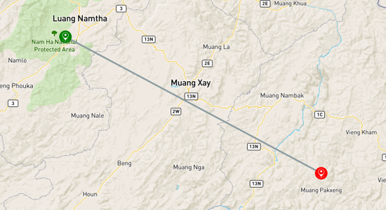Map of tour Journey Through Laos: Chiang Rai to Luang Prabang 6-Day
